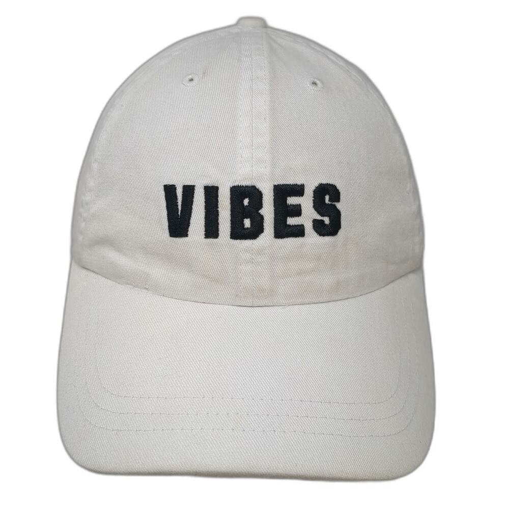 PINK Victoria's Secret Baseball Cap White One Size Embroidered Vibes Graphic Hat